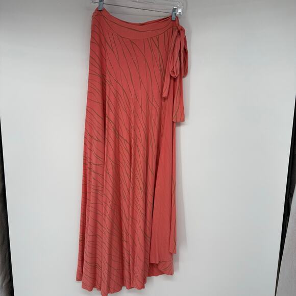 Rachel Pally Printed Wrap Maxi Skirt Women's Size S Orange Modal Blend Flowy Fit - Picture 1 of 7